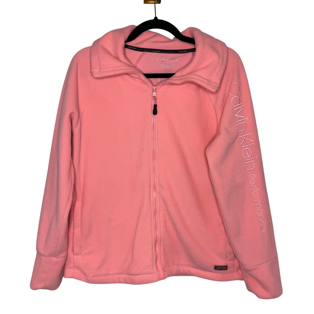 Calvin Klein Performance Pink Full Zip Fleece Jacket Women's M Athleisure Sporty